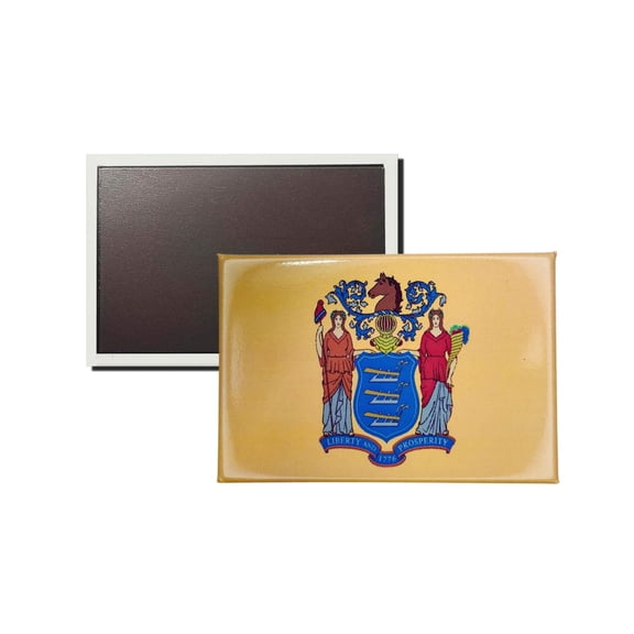 Horizontal Magnet - State Flag New Jersey - USA | Refrigerator Decor Accent, Travel Souvenir, Collectible Keepsake, Home Office Magnet