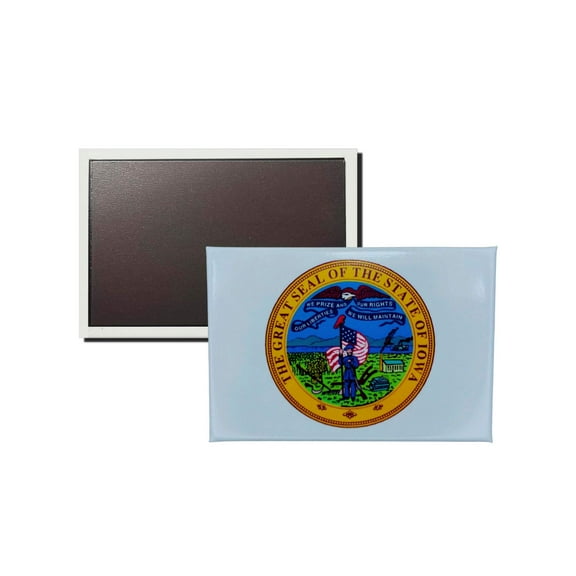 Horizontal Magnet - State Seal Iowa - USA | Refrigerator Decor Accent, Travel Souvenir, Collectible Keepsake, Home Office Magnet