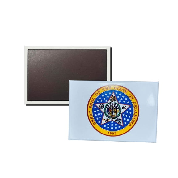 Horizontal Magnet - State Seal Oklahoma - USA | Refrigerator Decor Accent, Travel Souvenir, Collectible Keepsake, Home Office Magnet