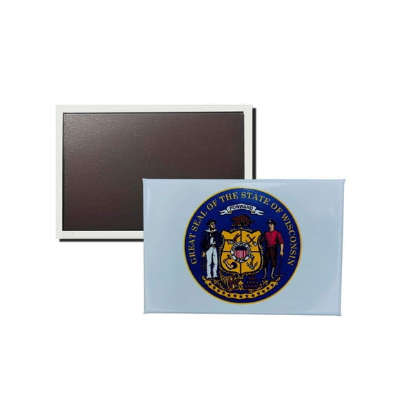 Horizontal Magnet - State Seal Wisconsin - USA | Refrigerator Decor Accent, Travel Souvenir, Collectible Keepsake, Home Office Magnet