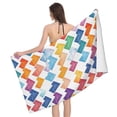 thumbnail image 1 of Horizontal Microfiber Absorbent Bath Towel 52×32in Household Blanket For Quick Drying Beach School Outdoor Travel Travel Aliceblue Colorful Houndstooth Hand-Drawn Sketch_4, 1 of 8