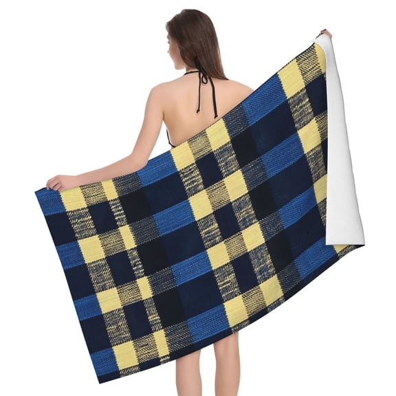 Horizontal Microfiber Absorbent Bath Towel 5232in Household Blanket For Quick Drying Beach School Outdoor Travel Travel Cornflowerblue Buffalo Plaid Check Tartan Scotland_3
