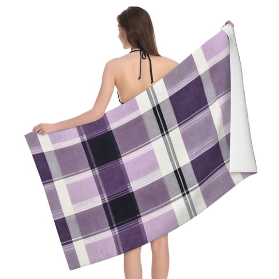 Horizontal Microfiber Absorbent Bath Towel 5232in Household Blanket For Quick Drying Beach School Outdoor Travel Travel Lavenderblush Buffalo Plaid Check Tartan Scotland_1