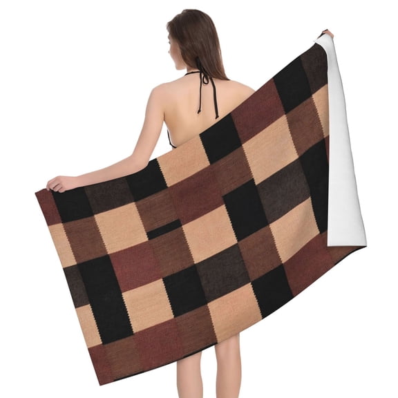 Horizontal Microfiber Absorbent Bath Towel 5232in Household Blanket For Quick Drying Beach School Outdoor Travel Travel Rosybrown Buffalo Plaid Check Tartan Scotland_4