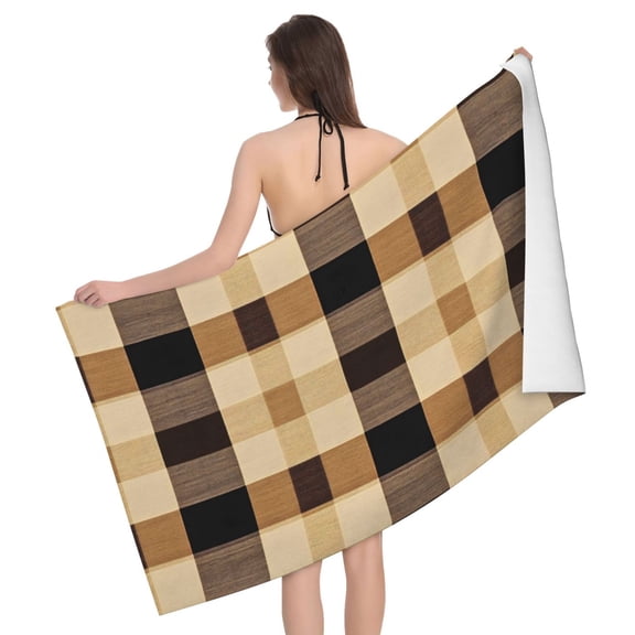 Horizontal Microfiber Absorbent Bath Towel 5232in Household Blanket For Quick Drying Beach School Outdoor Travel Travel Sandybrown Buffalo Plaid Check Tartan Scotland_4