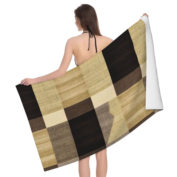 Horizontal Microfiber Absorbent Bath Towel 5232in Household Blanket For Quick Drying Beach School Outdoor Travel Travel Sandybrown Buffalo Plaid Check Tartan Scotland_1