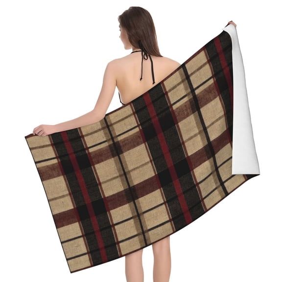 Horizontal Microfiber Absorbent Bath Towel 5232in Household Blanket For Quick Drying Beach School Outdoor Travel Travel Sandybrown Buffalo Plaid Check Tartan Scotland_3