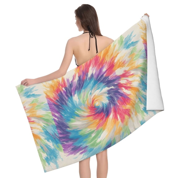 Horizontal Microfiber Absorbent Bath Towel 5232in Household Blanket For Quick Drying Beach School Outdoor Travel Travel Silver Tie Dye Background Vibrant Colors And Swirling