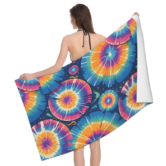 Horizontal Microfiber Absorbent Bath Towel 5232in Household Blanket For Quick Drying Beach School Outdoor Travel Travel Silver Tie Dye Vibrant Colors And Swirling Patterns