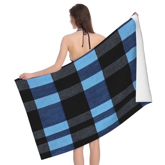 Horizontal Microfiber Absorbent Bath Towel 5232in Household Blanket For Quick Drying Beach School Outdoor Travel Travel Slateblue Buffalo Plaid Check Tartan Scotland_3