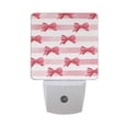 thumbnail image 1 of Horizontal Pink Stripes Bows Watercolor LED Night Light Sensor Lamp Plug-in Adjustable Brightness 2 Pack, 1 of 7