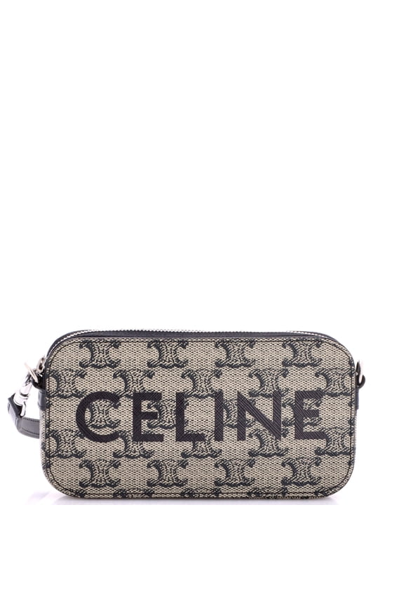 Horizontal Pouch Crossbody Bag Logo Triomphe Coated Canvas By Rebag