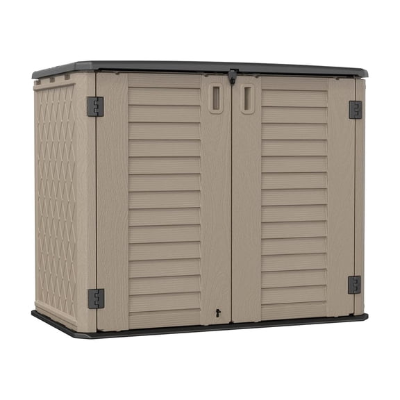 LEDMOMO European Style Coffee Plastic Outdoor Storage Cabinet for Garden Patio with Doors