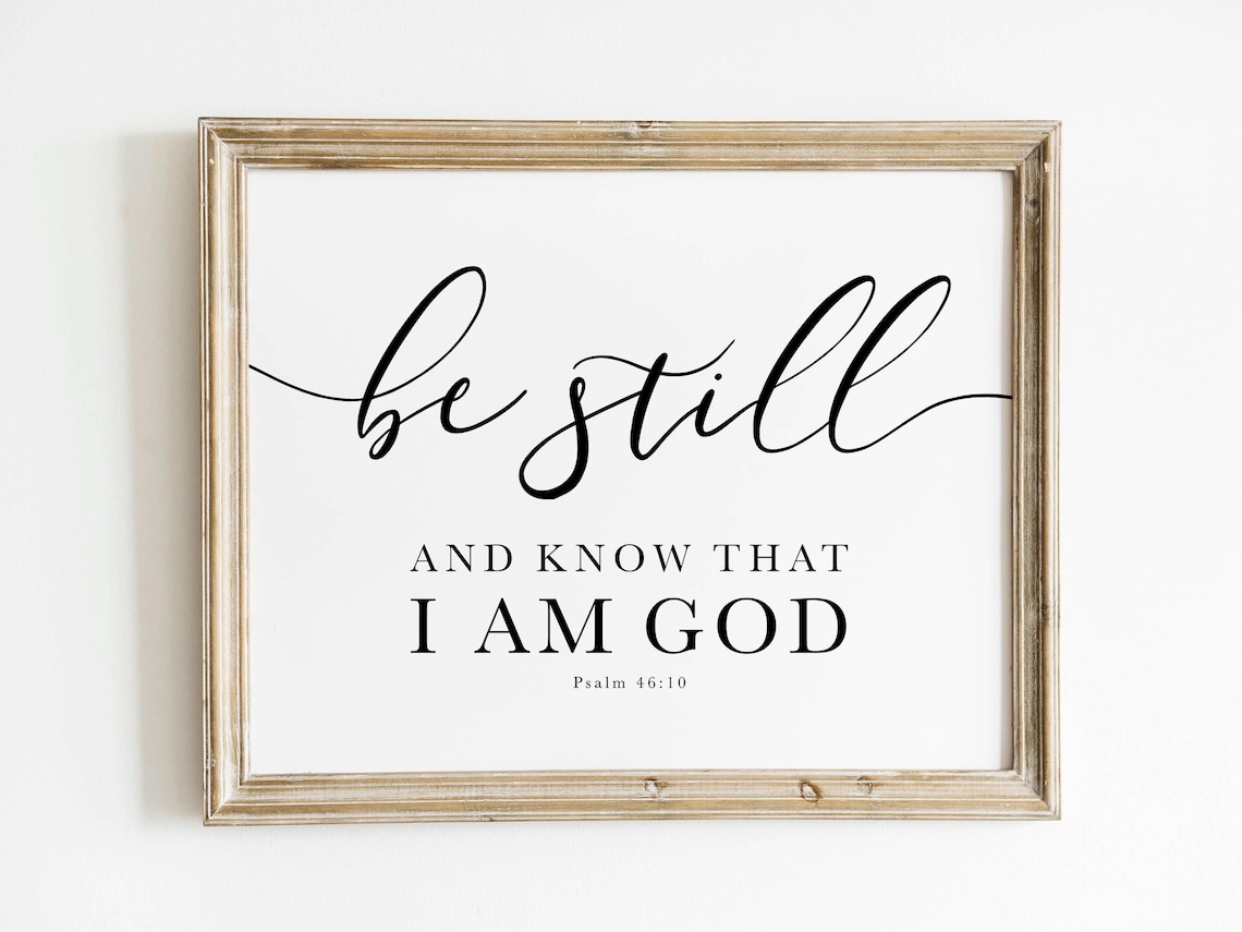 MRC Legno Cartello Parete Farmhouse 'Be Still And Know That I AM God' – 30x30 Cm, Betulla Del Baltico