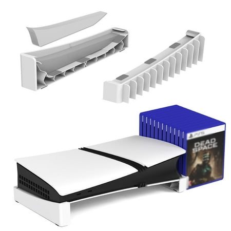 Horizontal Stand for PS5 Slim & Pro Console and Hold 12 Pcs Game Disc, PS5 Base Stand Compatible with PlayStation 5 Slim/Pro Disc & Digital Editions