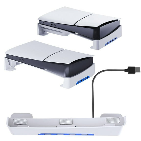 Horizontal Storage Stand for PlayStation 5 Slim with Portable Design and 4 USB 2.0 Ports PS5 Slim Base Accessories-White