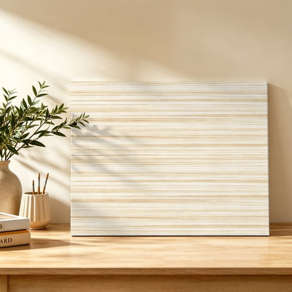 Horizontal Stripe Canvas Wall Art, Modern Minimalist Beige Cream Wood Grain Wall Art Prints Artwork Framed Canvas Ready to Hang Art Pictures for Bathroom Bedroom Entry Desk Corner 10" x 8"