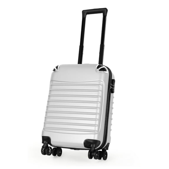 Horizontal Stripe Luggage Travel Sliding Wheels 20" Silver