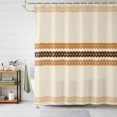 thumbnail image 1 of Horizontal Striped Shower Curtains for Bathroom, Modern Simple Leaf Lines Rustic Orange Waterproof Fabric Shower Curtain, Decorative Bathroom Curtain for Bathtub, 72"x72", No Hooks Included, 1 of 9