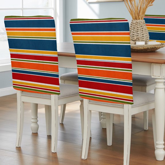 Horizontal Stripes Chair Covers for Dining Room 4 Pack, Retro Rustic Simple Lines Geometric Chair Back Covers Protector Removable Kitchen Slipcovers for Wedding Party Banquet Holiday Décor