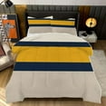 thumbnail image 1 of Horizontal Stripes Gold Navy Beige Comforter Set Twin Size Bedding Set For Travl Bedroom Decor Quilt With 2 Pillow Cases, 1 of 4