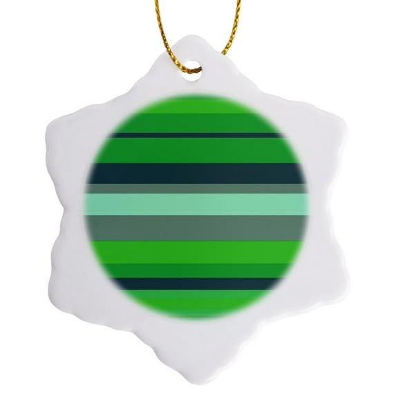 3drose, Horizontal Stripes in Complementary Colors Green and Teal, 3 inch Snowflake Porcelain Ornament