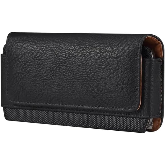Horizontal Textured Leather Case is Compatible with Boost Celero Regular 5G with any cover on