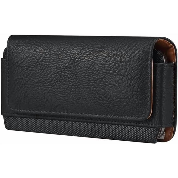Horizontal Textured Leather Case is Compatible with Consumer Cellular Zmax 5G, Zmax 11, Zmax 10 with any cover on it.