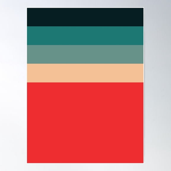 Horizontal Vintage Stripes In Red Green Poster Wall Art, Modern Wall Decor For Living Room Bedroom, 24x36 UNFRAMED