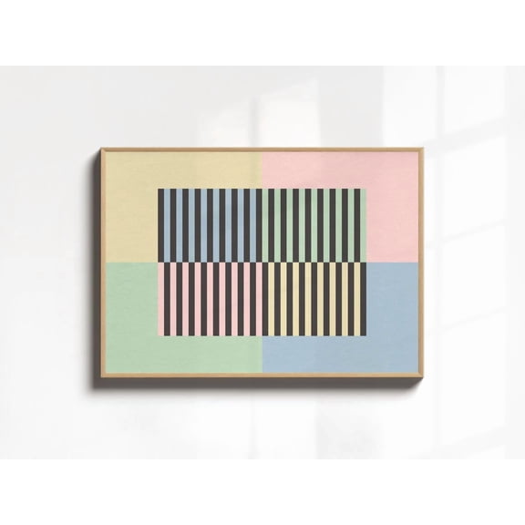 Horizontal Wall Art, Colorful Mid Century Wall Art, Abstract Mcm Wall Art, Mid Century Modern Wall Decor, Midcentury Wall Art368, Unframed Canvas Size 24x36