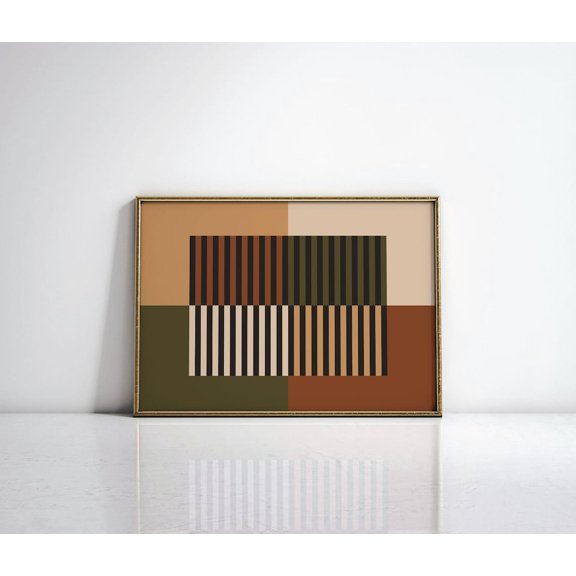 Horizontal Wall Art, Mid Century Wall Art, Mid Century Modern Wall Decor, Midcentury Above Couch Abstract Art, Mcm Wall Art, Unframed Canvas Size 12x18