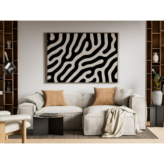 Horizontal Wall Art, Neutral Abstract Wall Art, Minimalist Black And Beige Poster, Above Couch Art, Trendy Wall Art Above Bed Art Home Decor, 8x12 UNFRAMED