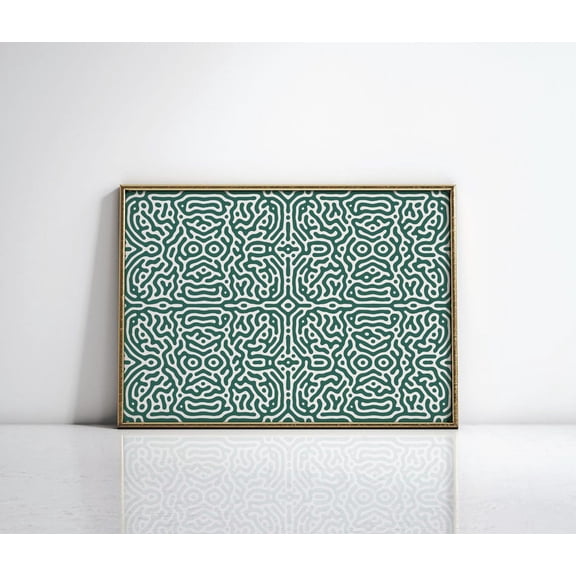 Horizontal Wall Art, Phthalo Green Abstract Horizontal Art Poster, Modern Poster, Trending Home Decor, 564, Unframed Poster Size 8x12