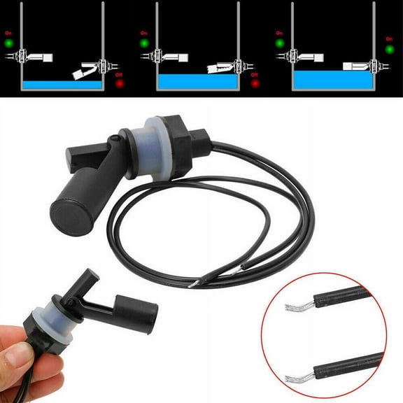 Horizontal Water Level Float Switch for Tank Pool Aquarium, PP Plastic Side Mounted Liquid Sensor, 12V 220V 10W, Controls Pumps Alarms
