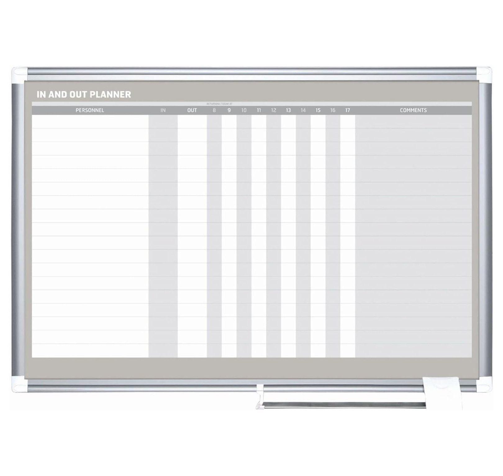 Horizontal in/Out Dry Erase Magnetic White Board Planner, Wall Mounting, Sliding Marker Tray, 24" x 36", Aluminum Frame