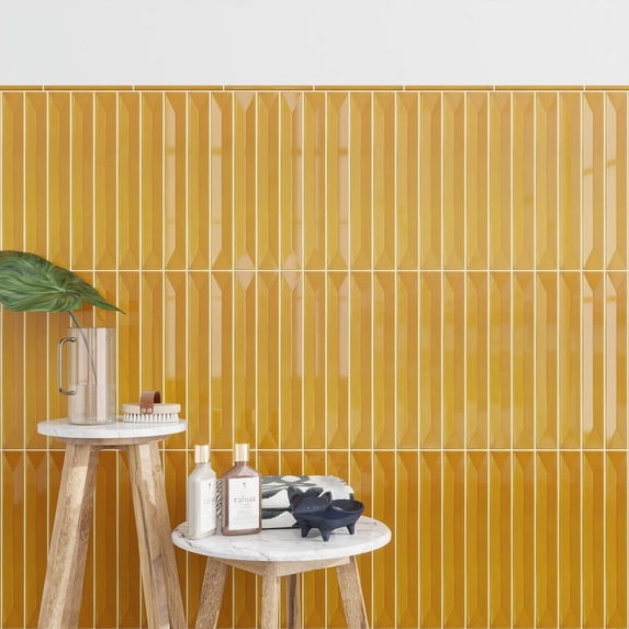 Horizonte 0.5 x 8 in. Glossy Honey Ceramic Pencil Trim Wall Tile (0.27 sq ft/case) - 10 Pack