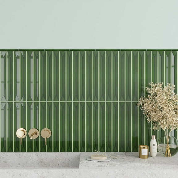 Horizonte 2 x 16 in. Glossy Forest Green Ceramic Deco Subway Wall Tile (10.76 sq ft/case) - 50 Pack
