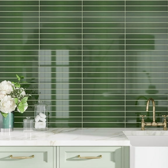 Horizonte 2 x 16 in. Glossy Forest Green Ceramic Subway Wall Tile (10.76 sq ft/case) - 50 Pack