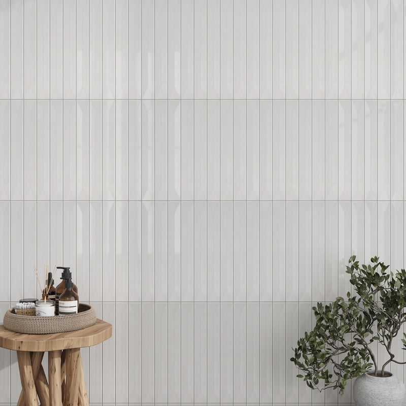 Horizonte 2 x 16 in. Glossy Snow White Ceramic Deco Subway Wall Tile ...