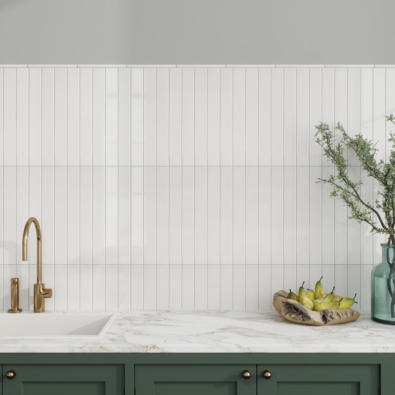 Horizonte 2 x 16 in. Glossy Snow White Ceramic Subway Wall Tile (10.76 ...