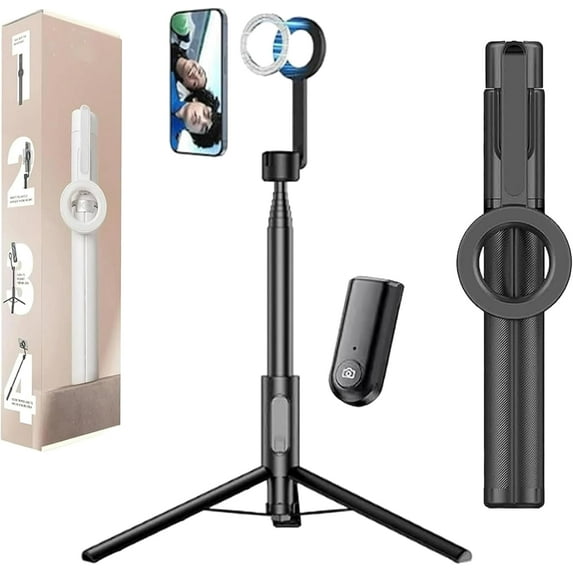 Horizum Magnetic Phone Tripod with Light, 55''/67'' Extendable Portable Selfie Stick with Wireless Remote for iPhone, 360° Rotation Phone Stand for Video Recording/Vlogging