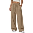 thumbnail image 1 of Horkkom Baggy Sweatpants Wide Leg High Waist Drawstring Solid Color Pants for Women Fall and Winter Joggers Hiking Pants XXL, 1 of 7
