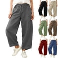 thumbnail image 1 of Horkkom Barrel Sweatpants Women Trendy Solid Color Wide Leg Pants Casual Loose Workout Pants with Pockets Drawstring S, 1 of 7