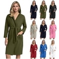 thumbnail image 1 of Horkkom Bathrobe for Women Long Sleeve Robes with Pockets Hood Strap Loose Comfy House Shower Robe L, 1 of 8