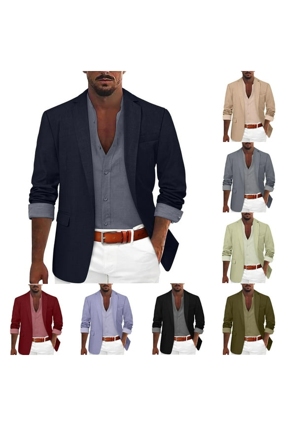 Blazer for Men Casual One Button Sport Coats Solid Color Suit Jacket with Pockets 3XL, Gifts for Men