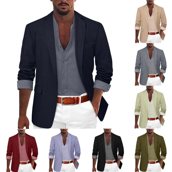 Horkkom Blazer for Men Casual One Button Sport Coats Solid Color Suit Jacket with Pockets XL, Gifts for Men