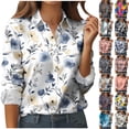 thumbnail image 1 of Horkkom Button Down Shirts for Women Dressy Floral Printed Long Sleeve Blouse Business Casual Work Tops 2XL, Gifts for Women, 1 of 6
