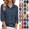 thumbnail image 1 of Horkkom Button Down Shirts for Women Linen Solid Color Long Sleeve Shirts Dressy Casual Button Up Shirt L, 1 of 8