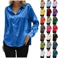 thumbnail image 1 of Horkkom Button Down Shirts for Women Long Sleeve Solid Color Dress Shirts Silk Business Office Work Tops L, 1 of 6