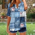 thumbnail image 1 of Horkkom Button Down Shirts for Women Spring Summer V Neck Short Sleeve Tops Floral Print Loose Casual Tops XL, 1 of 5